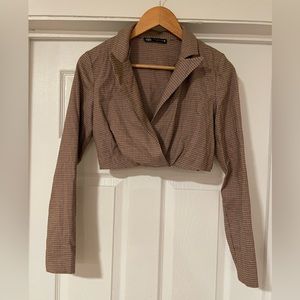 Long sleeve cropped blazer top